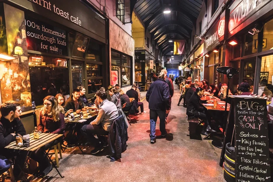 A photo showing the inside of Brixton Village