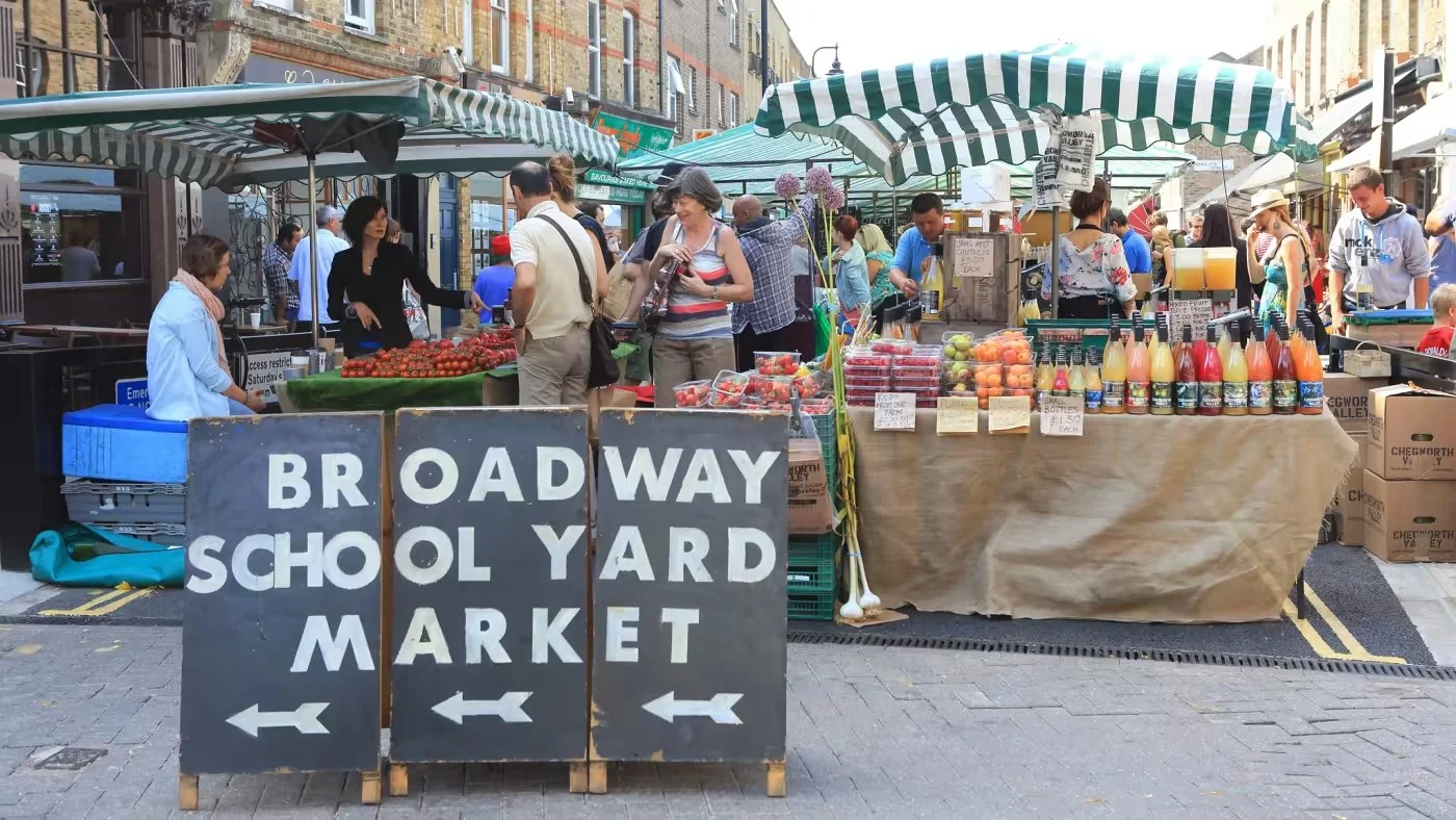 Photo of Broadway School Yard Market signage