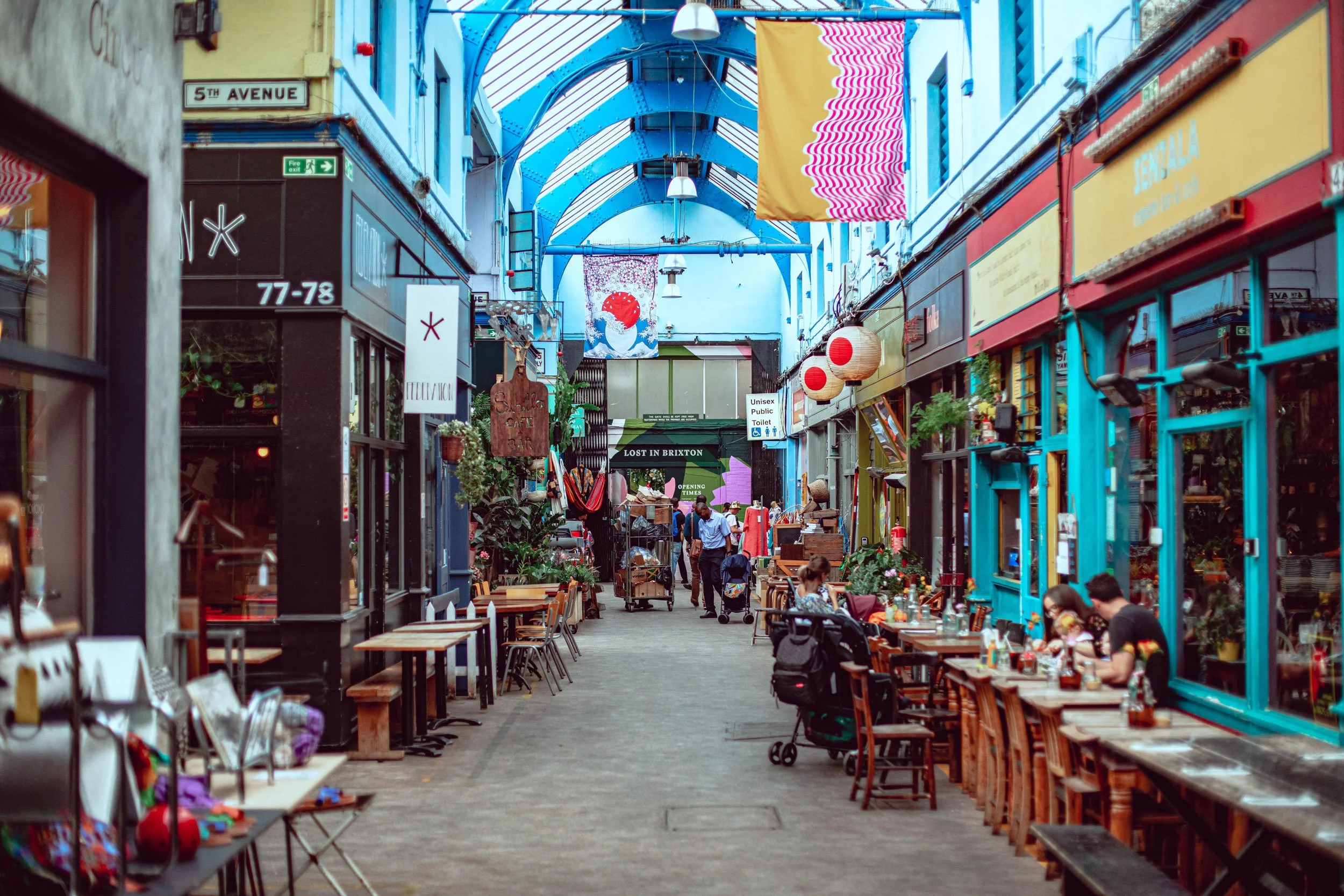A photo showing the inside of Brixton Village