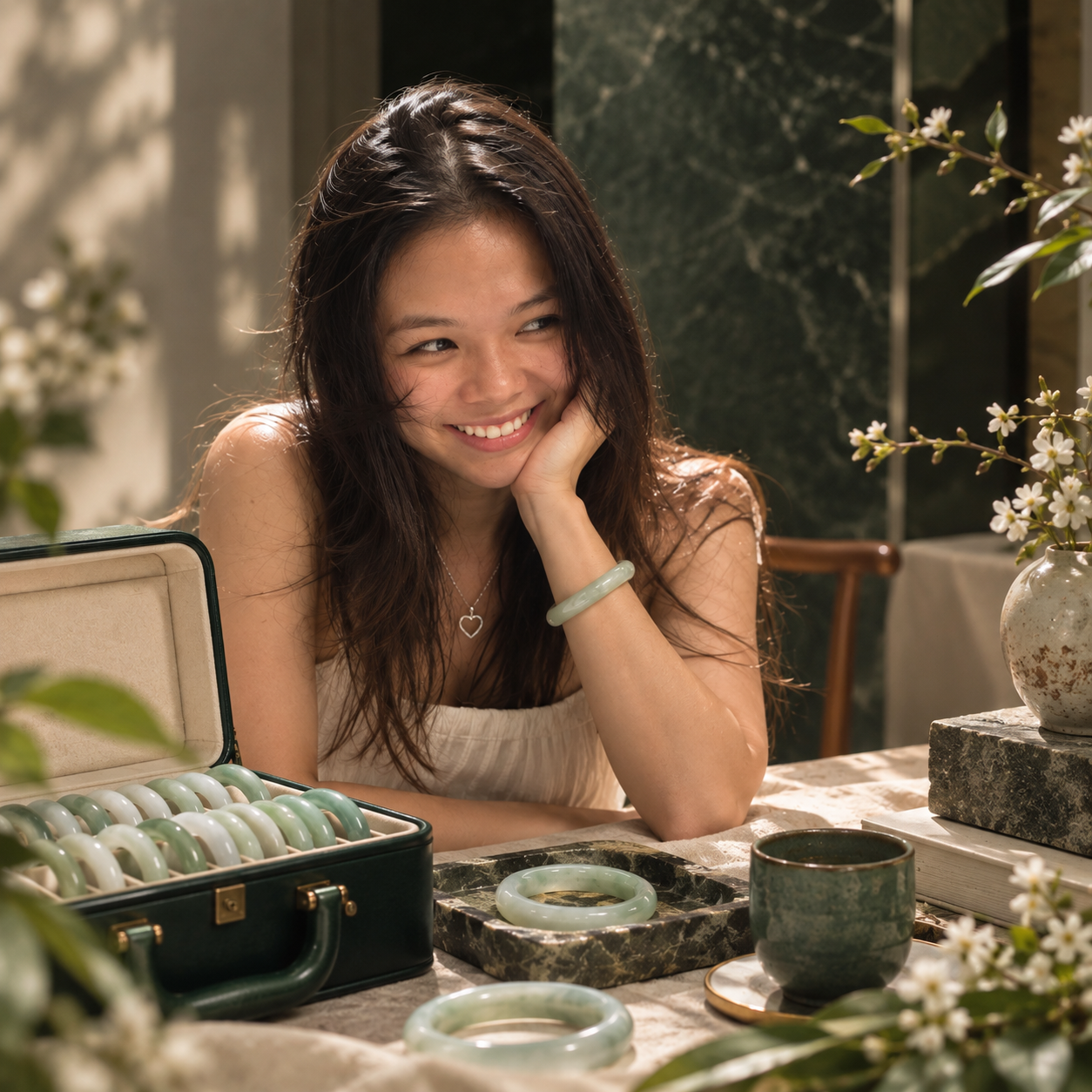 S. JADEITE founder with a collection of natural jadeite jewellery