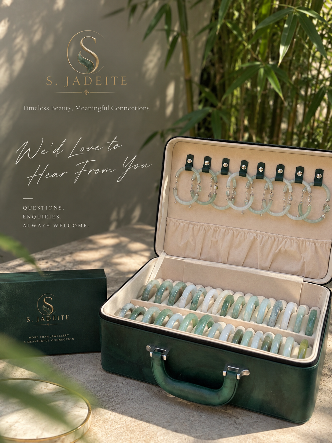 S. JADEITE natural jadeite bangles and jewellery displayed outdoors