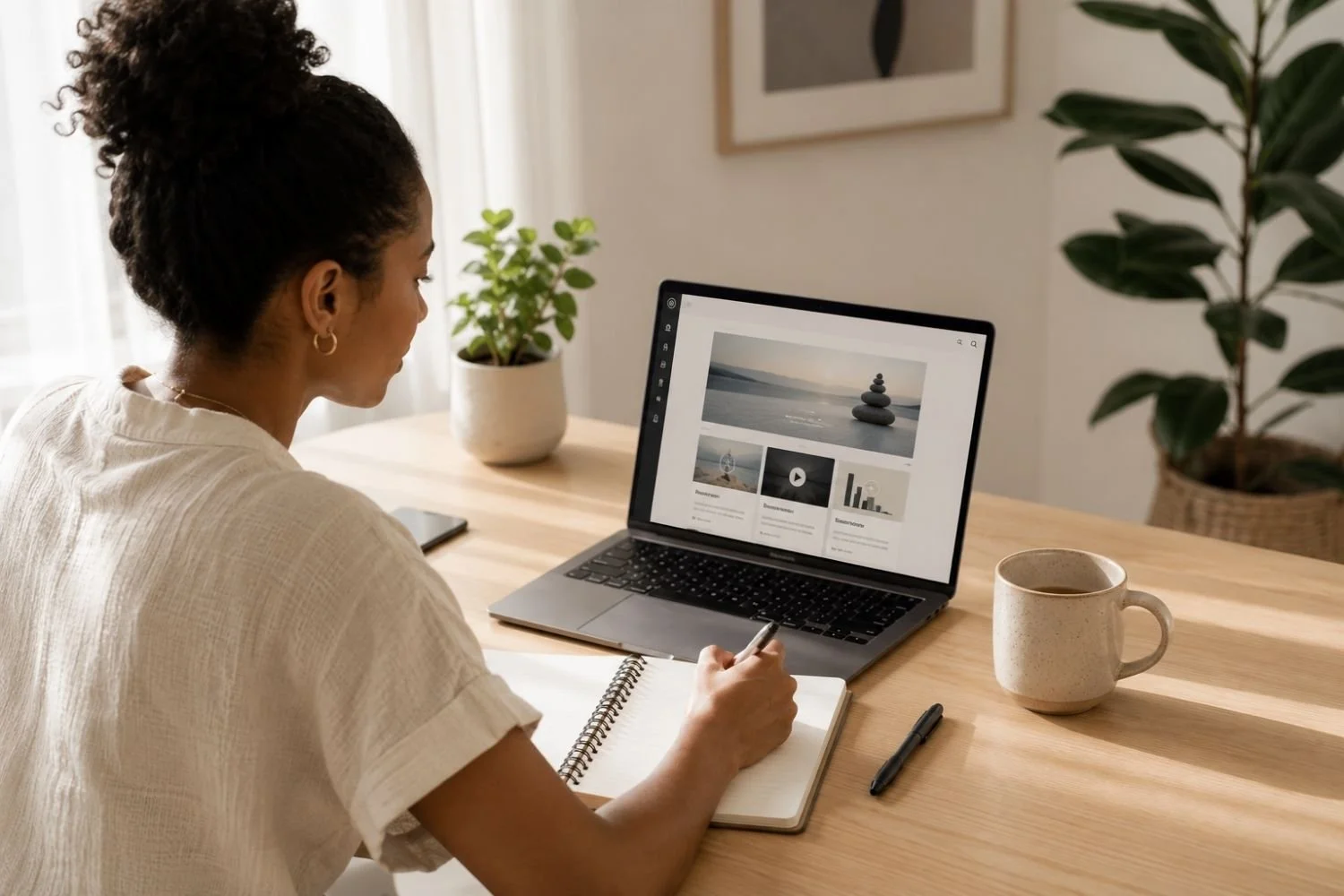 Woman using an online platform for smarter investment planning and trading made easy.