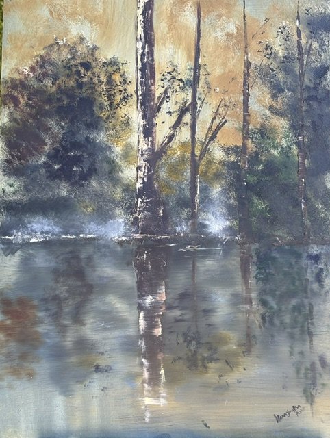 Reflections of Grace captures a quiet moment where still waters mirror the beauty of the surrounding forest and the gentle light of a new day. Soft reflections and drifting mist invite the viewer to slow down, rest, and recognize the quiet ways grace