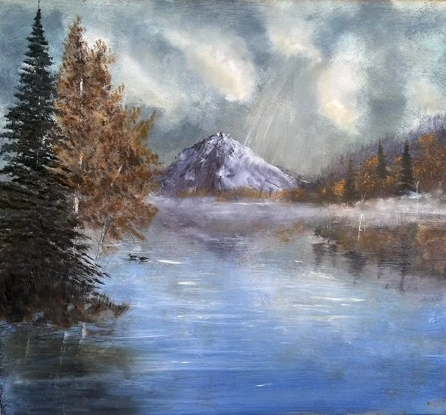 Where Heaven Touches Earth invites the viewer into a place of quiet reflection where morning light breaks through the clouds and the still waters mirror the beauty of creation. Inspired by the peaceful wilderness, this original oil painting celebrate