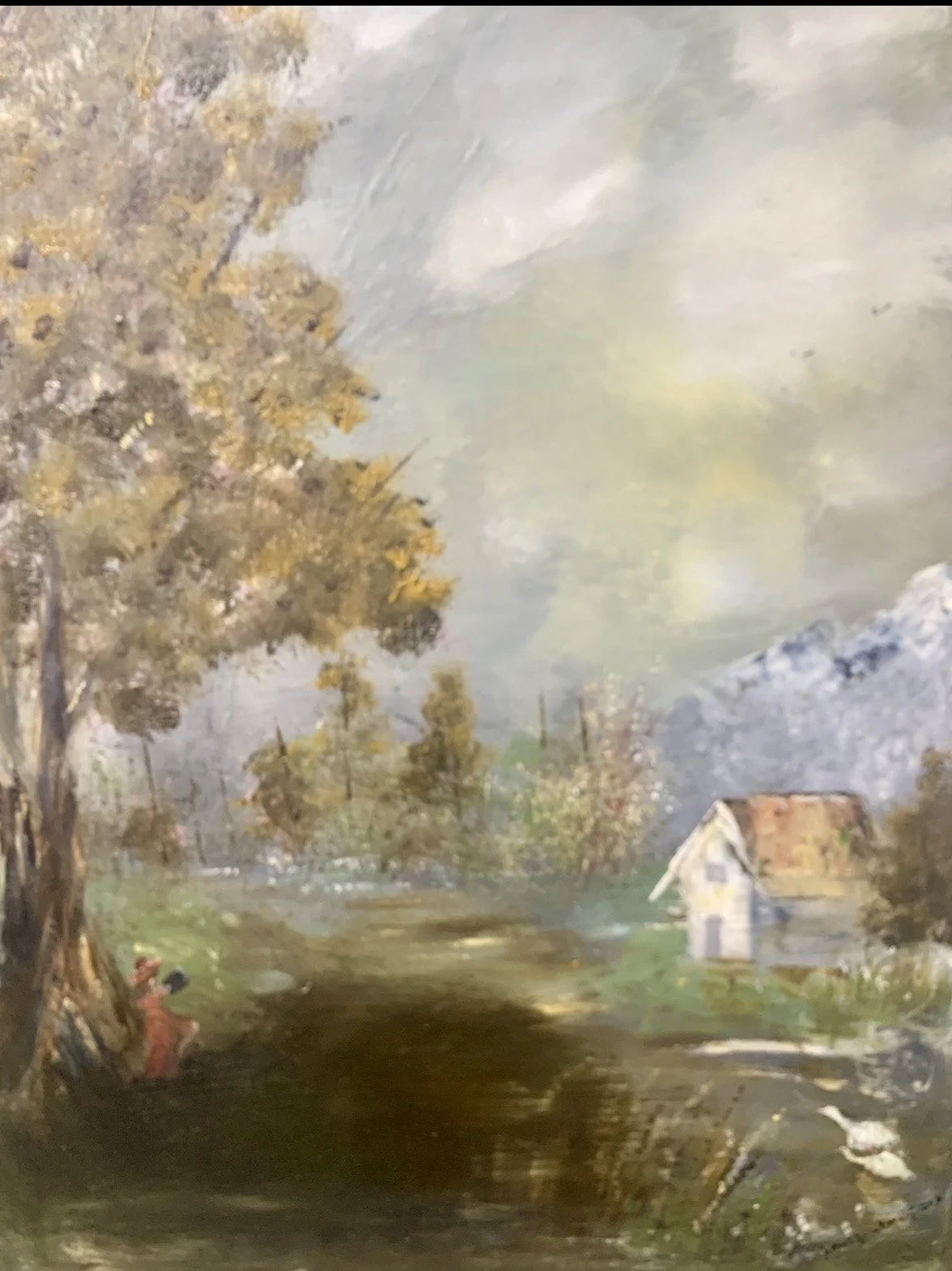 The Way Home invites the viewer along a quiet path toward a humble cottage resting beneath the mountains. Soft light filters through the sky, reminding us that even after storms, peace can still be found. The winding road symbolizes more than a desti