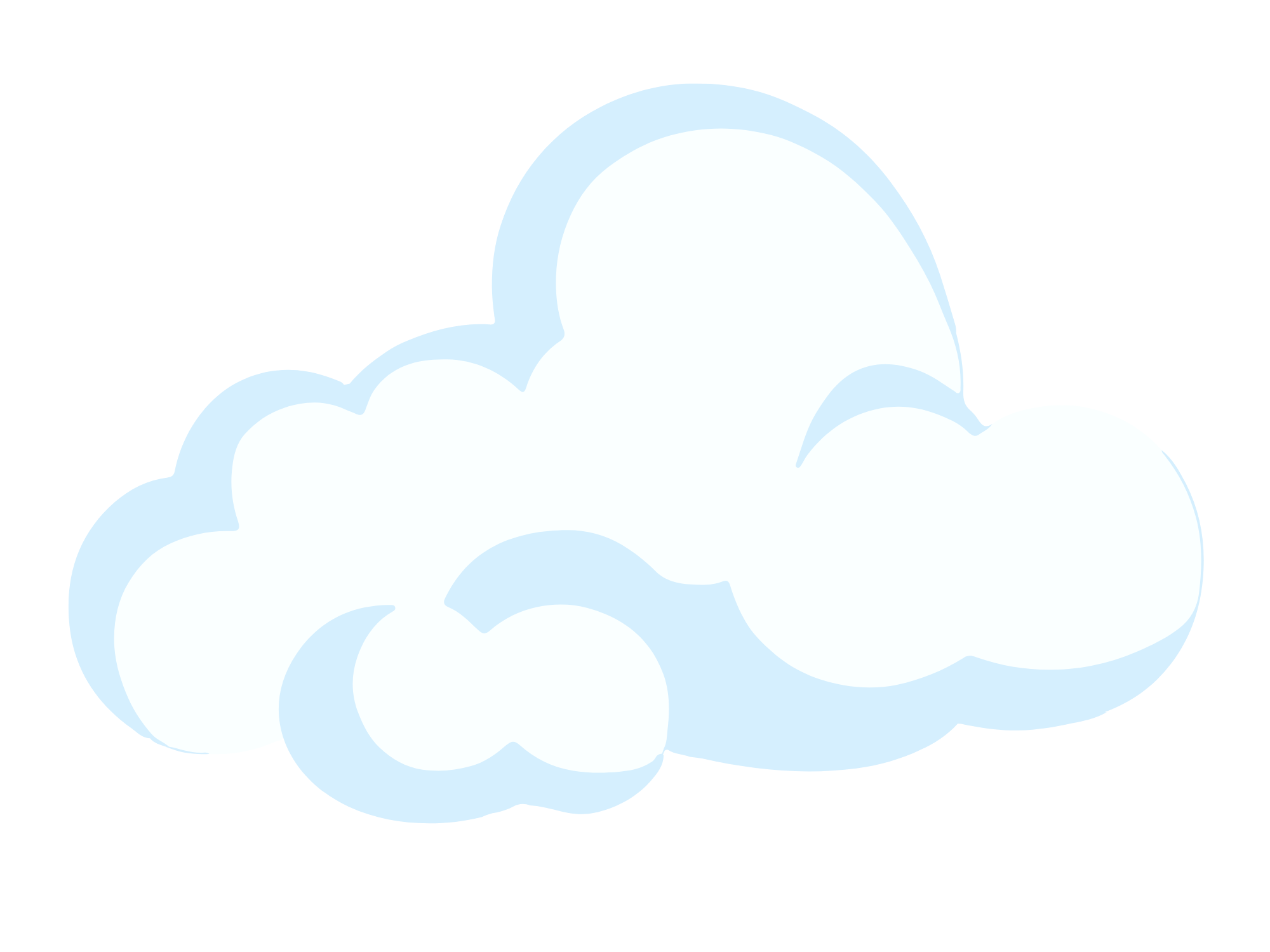 Light blue and white cartoon-style cloud with fluffy, rounded edges.