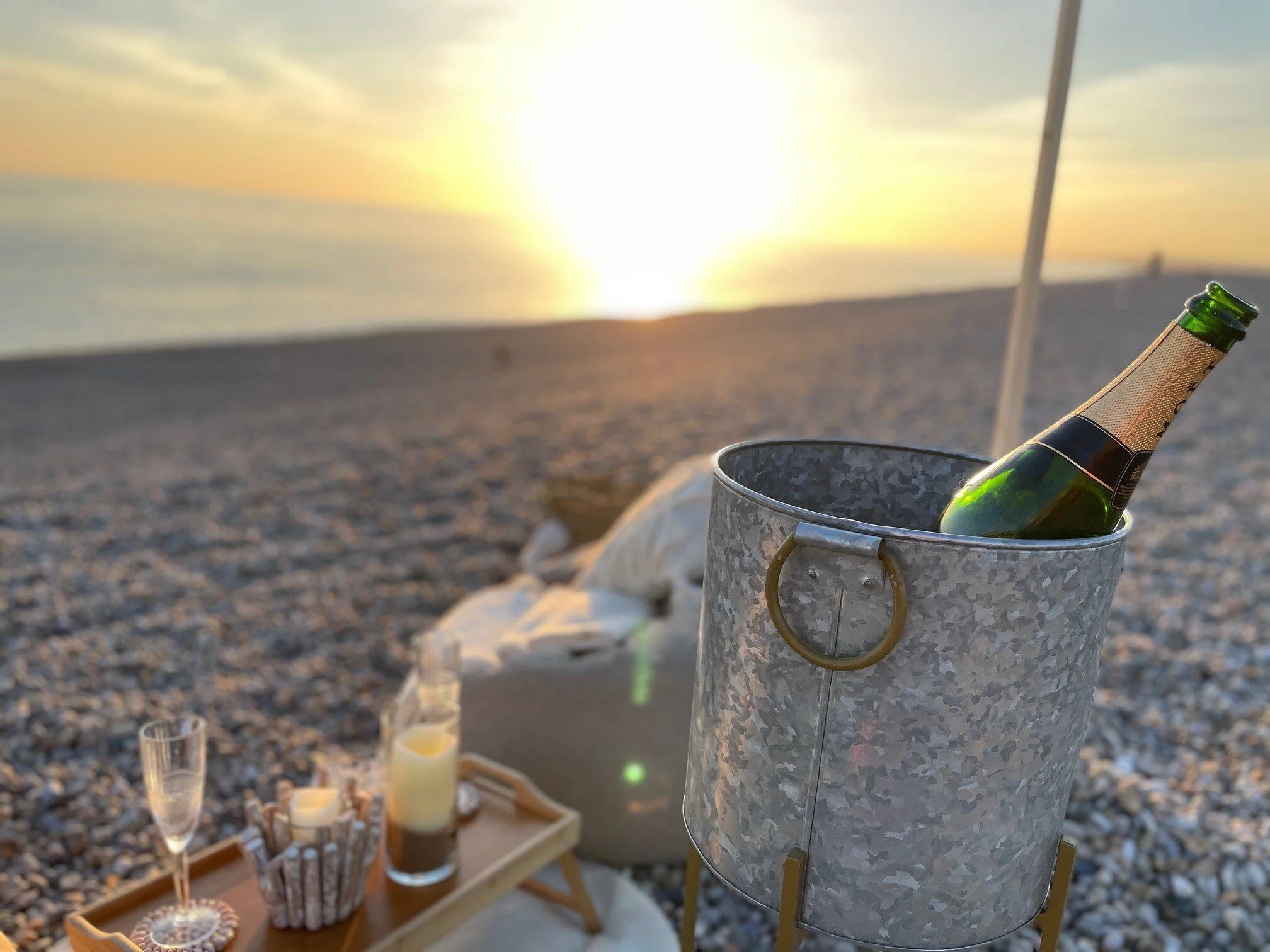 Ice bucket at sunset