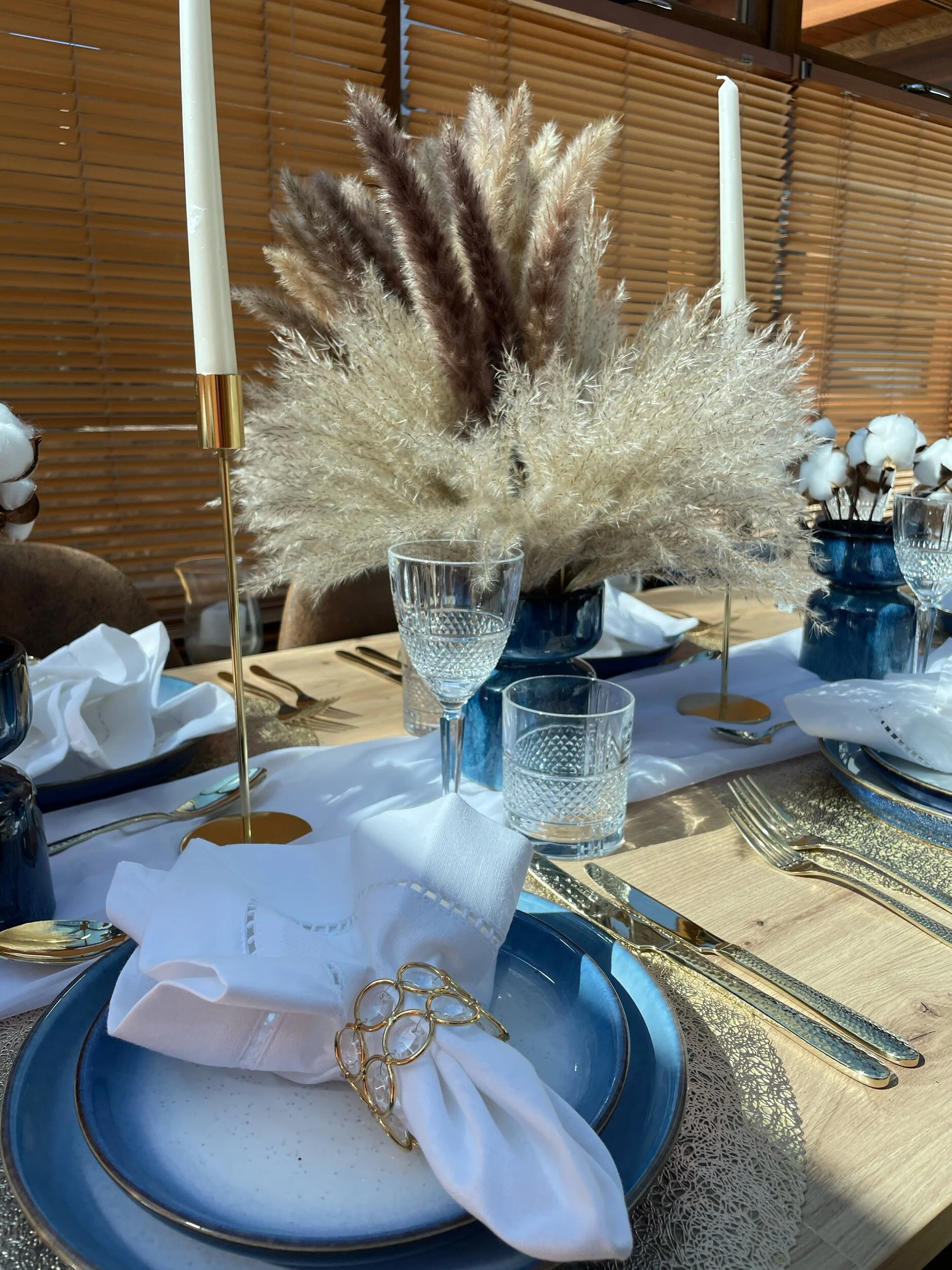 Blue and pampas grass