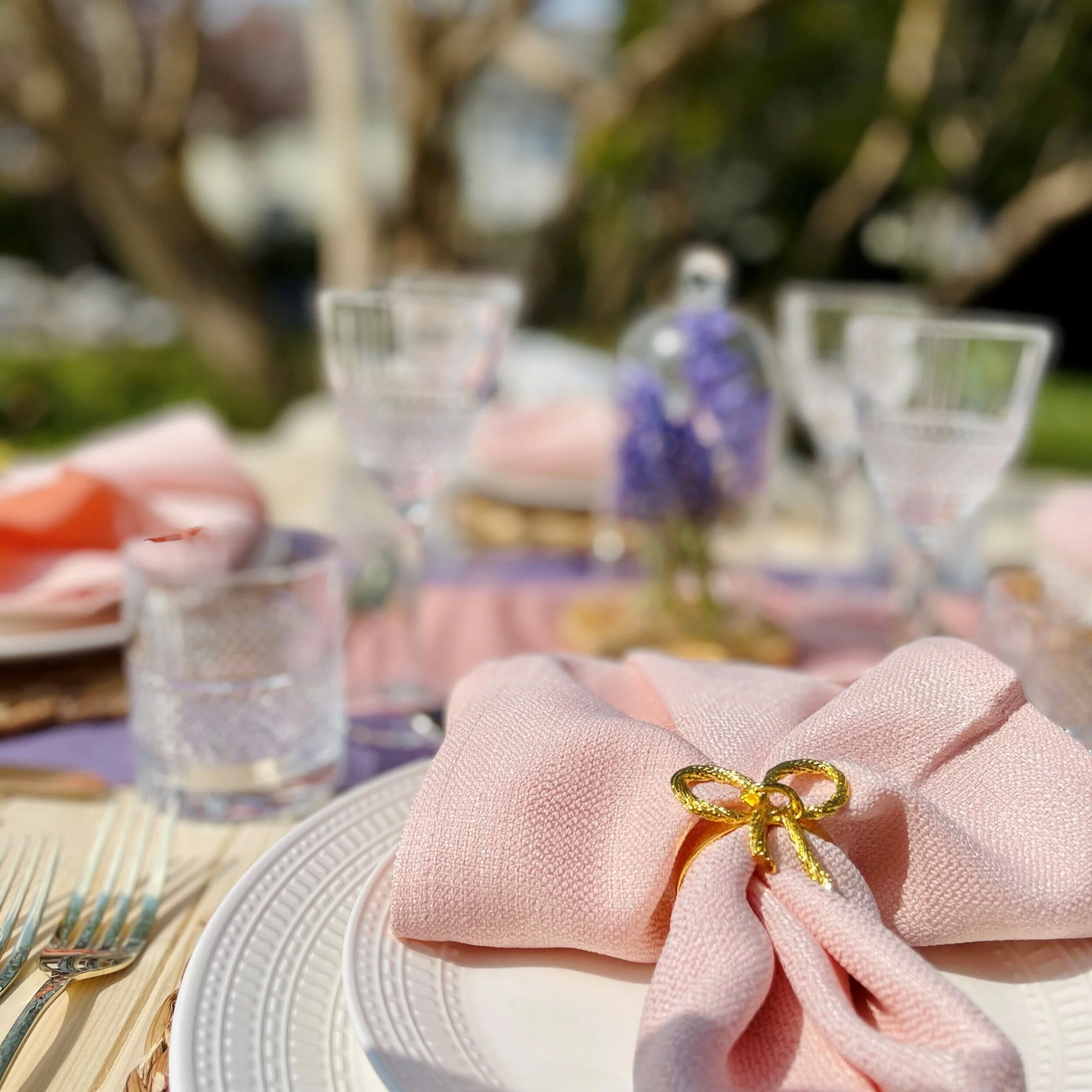 Pink gold bow luxury pinic