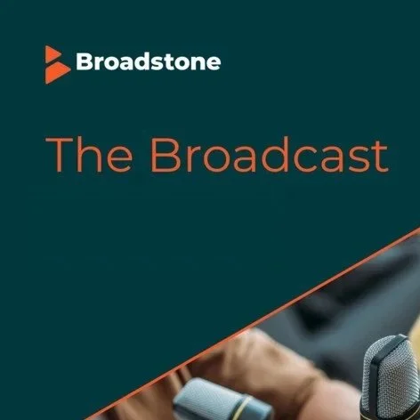 Cover slide for Broadstone's 'The Broadcast' presentation with logo and title.