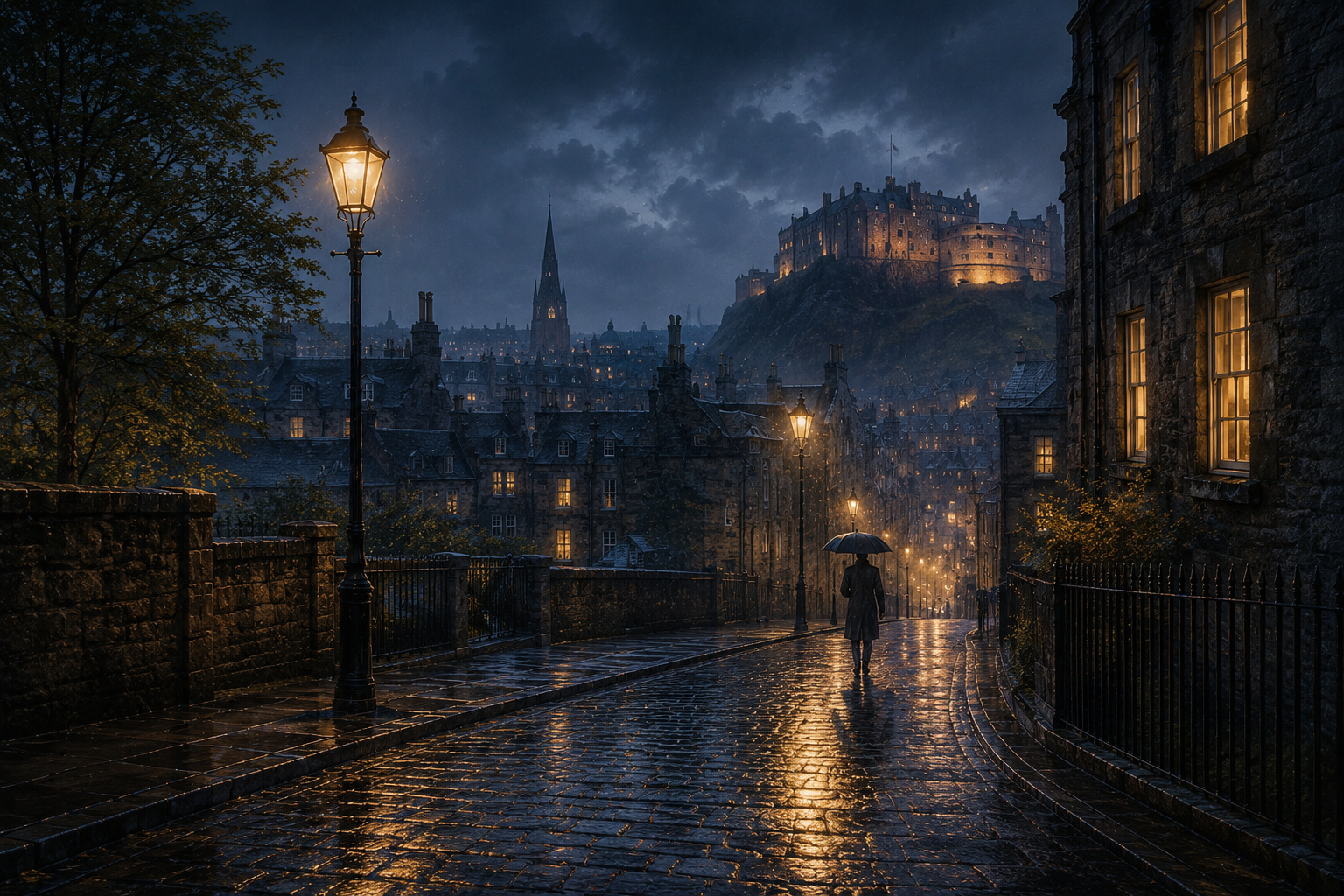 Walking Alone in a Rainy Night