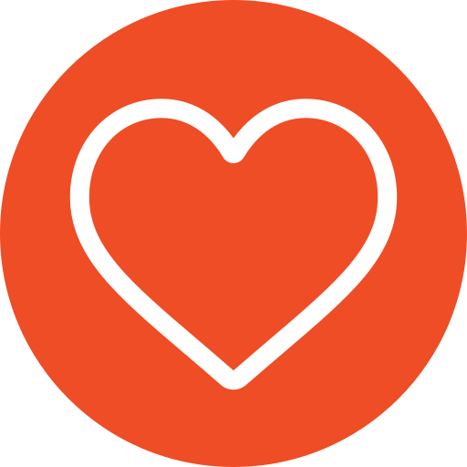 Symbole de cœur blanc sur un fond orange.