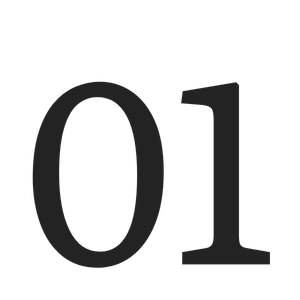 Numéro '01' en gros caractères noirs.