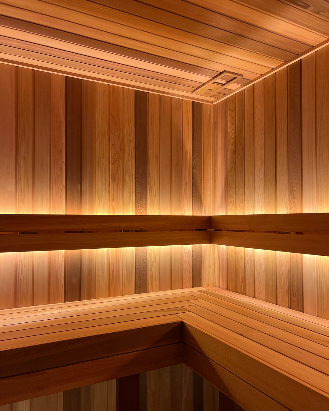 Close up shot of corner of The Daily's rock sauna