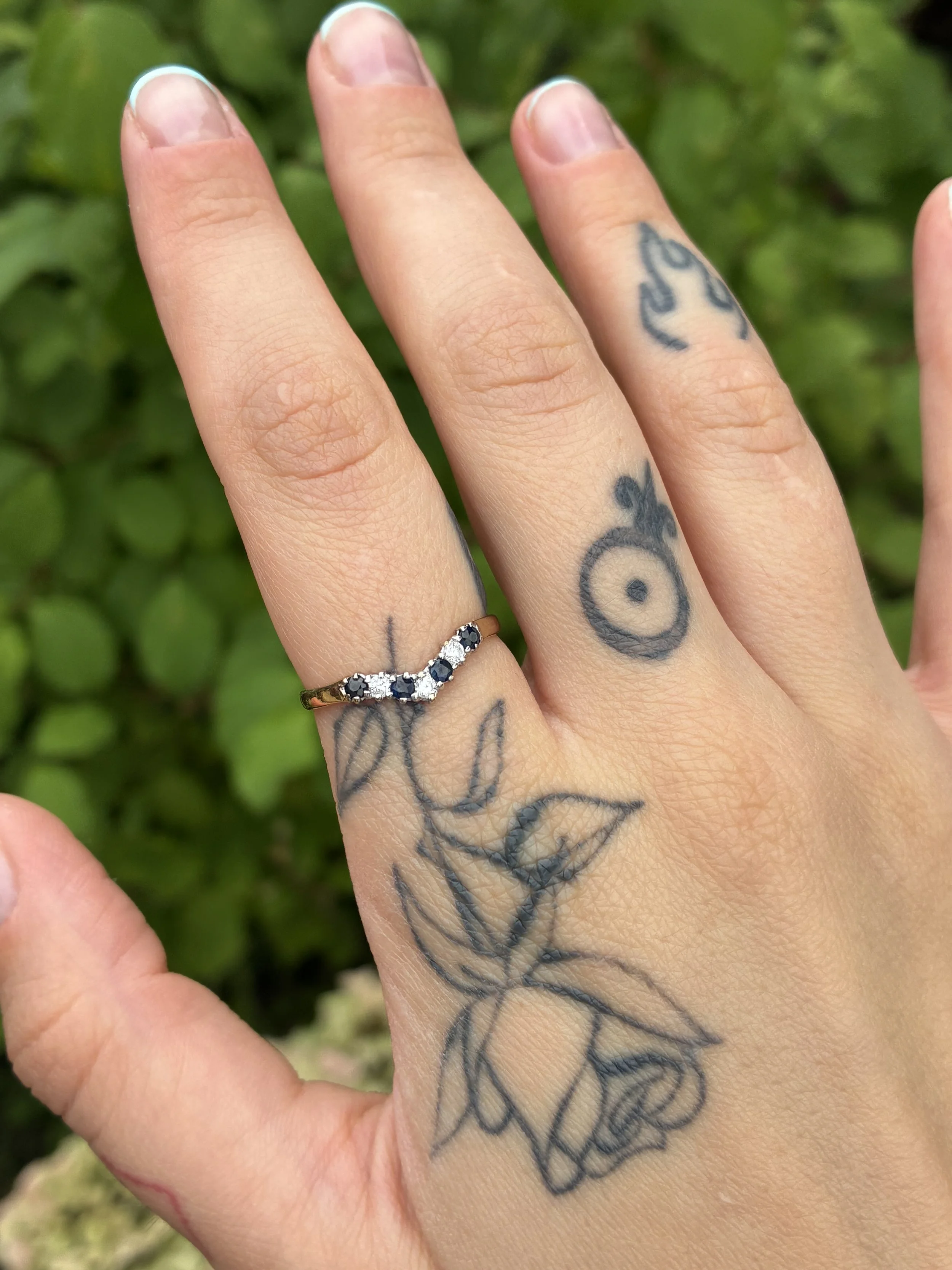 Half Wishbone Sapphire and Diamond Ring (Pre-Loved)