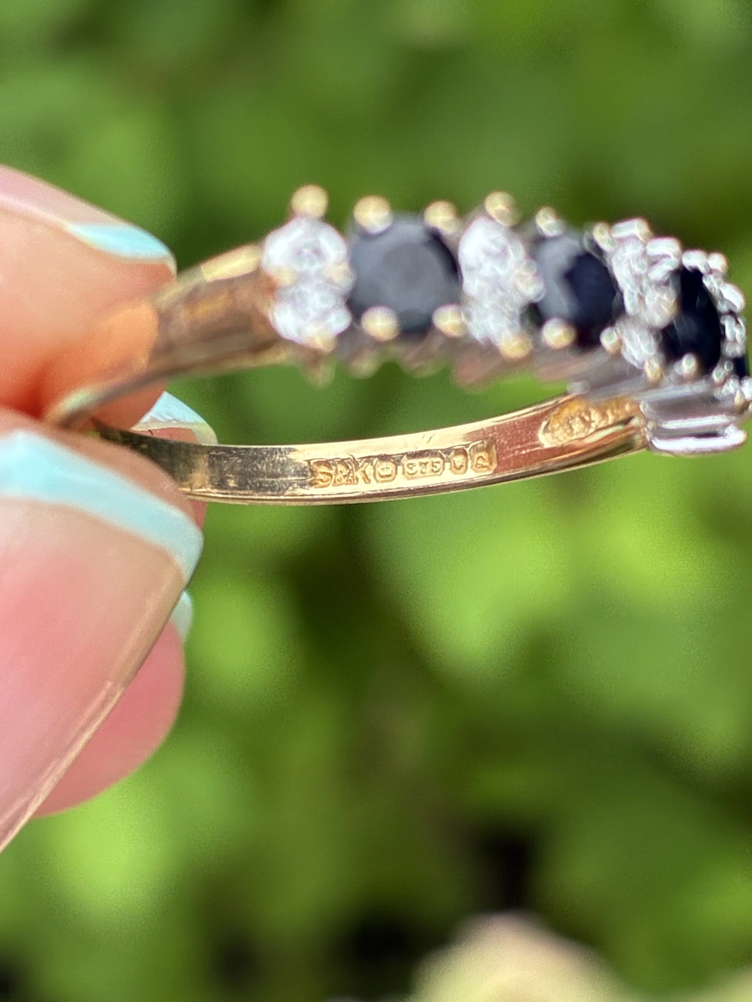Sapphire and Diamond ring hallmark image