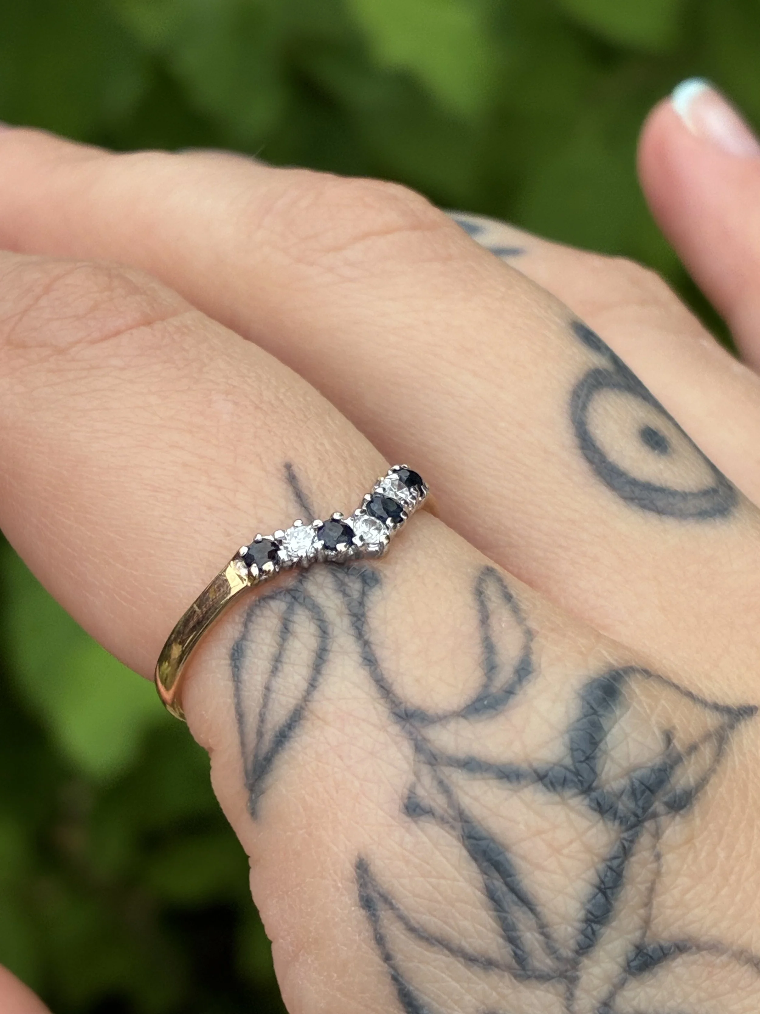 Half Wishbone Sapphire and Diamond Ring on hand