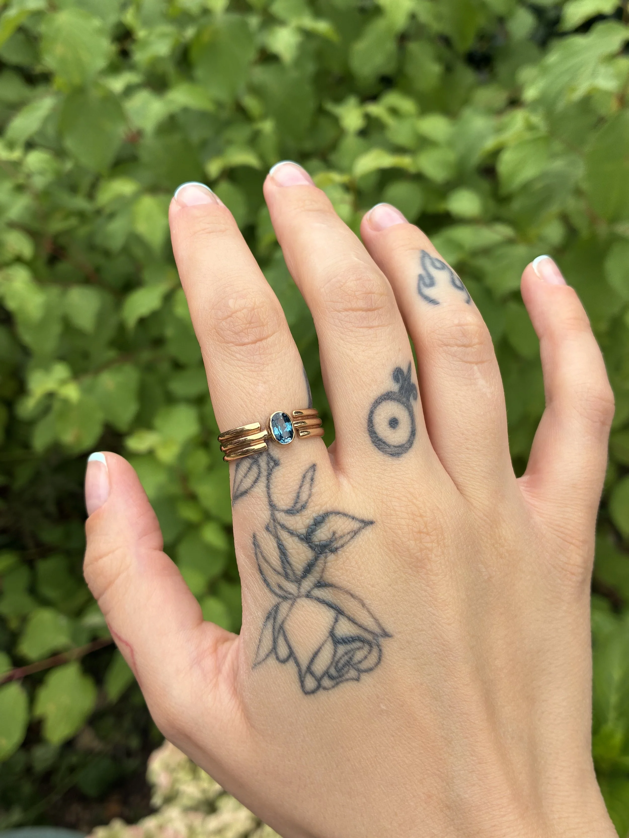 Blue Topaz Ring on hand