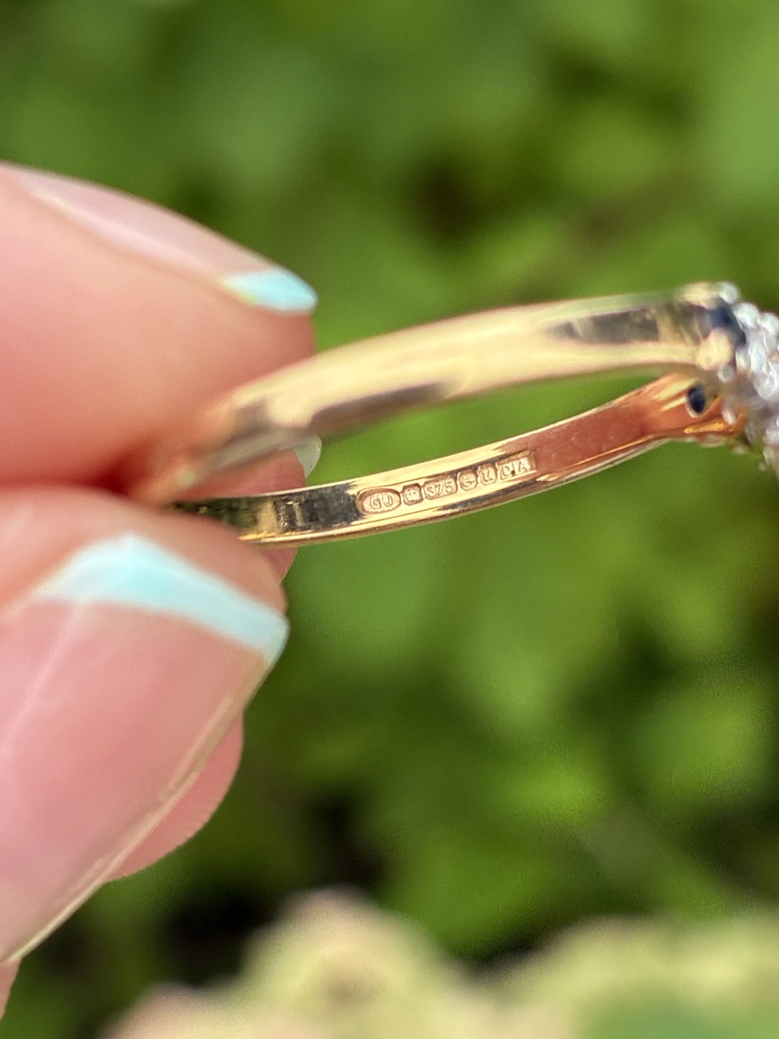 Half Wishbone Sapphire and Diamond ring image of hallmark
