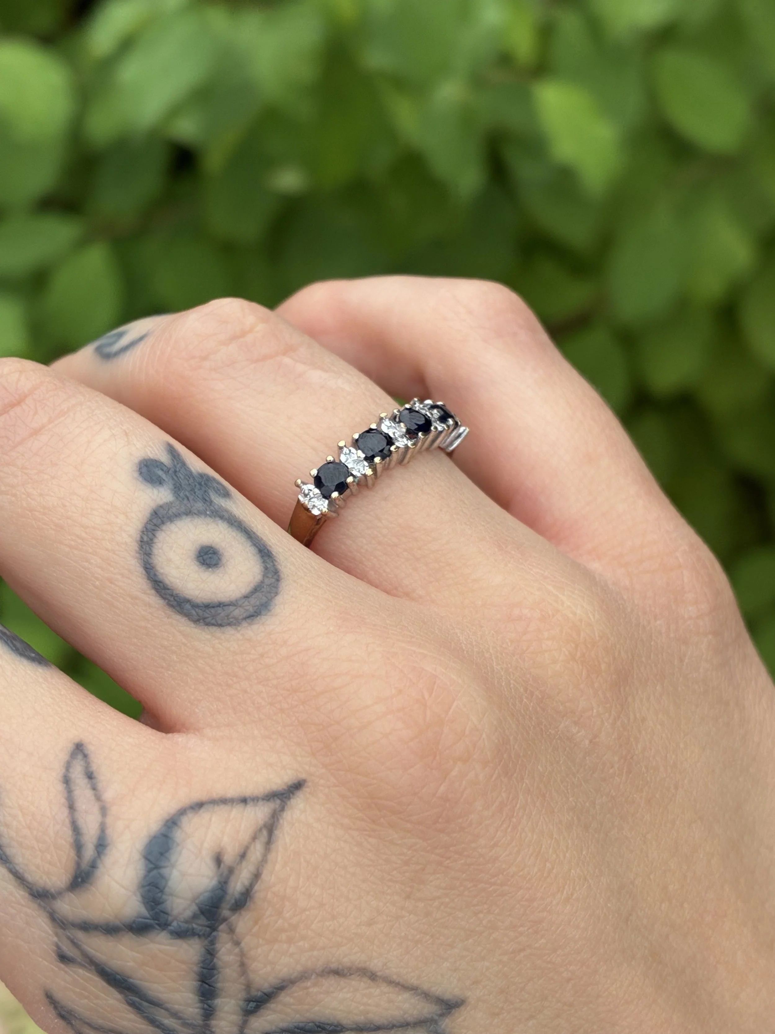 Sapphire And Diamond ring on hand
