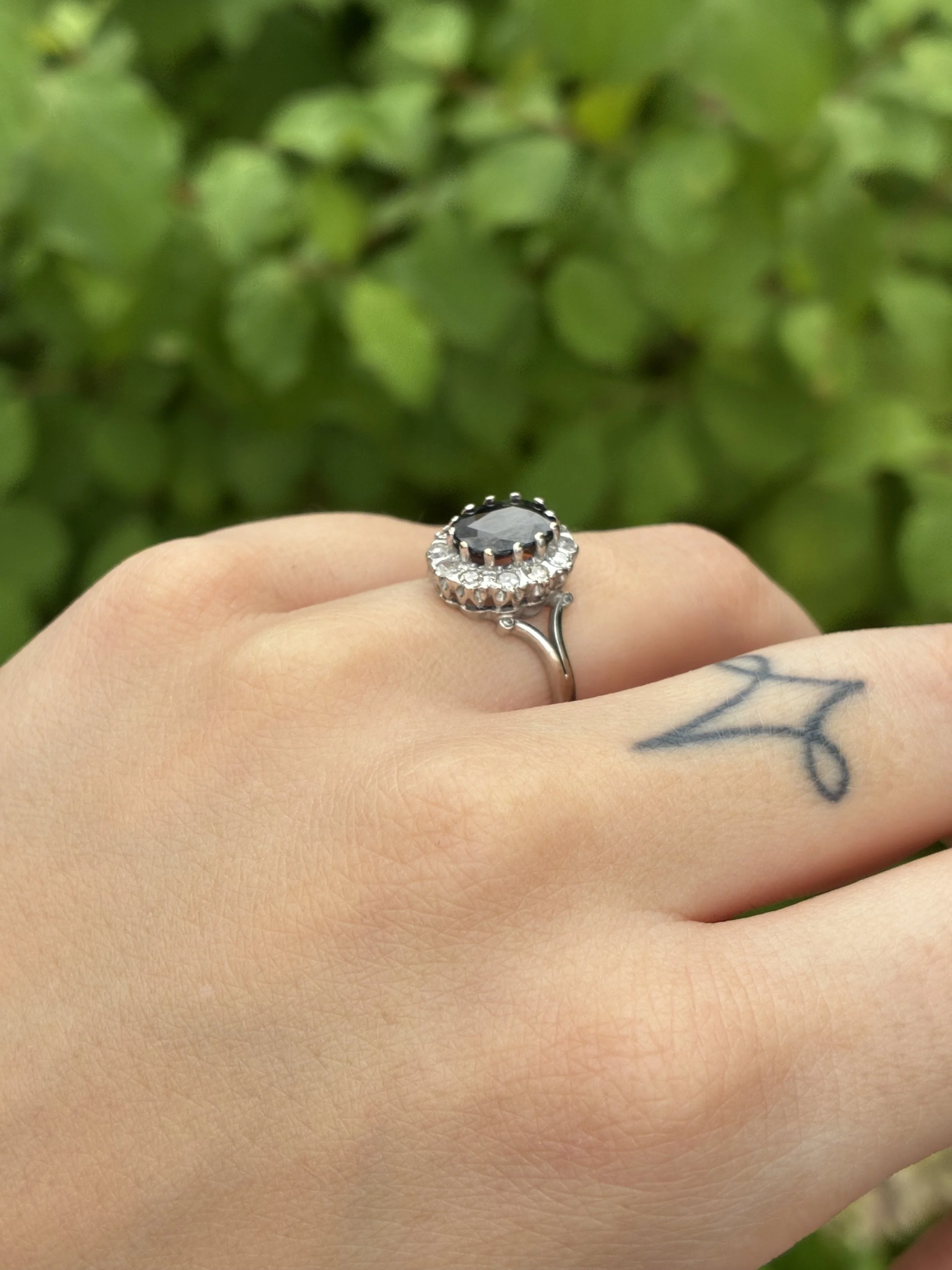 Sapphire and Diamond Cluster on hand side profile