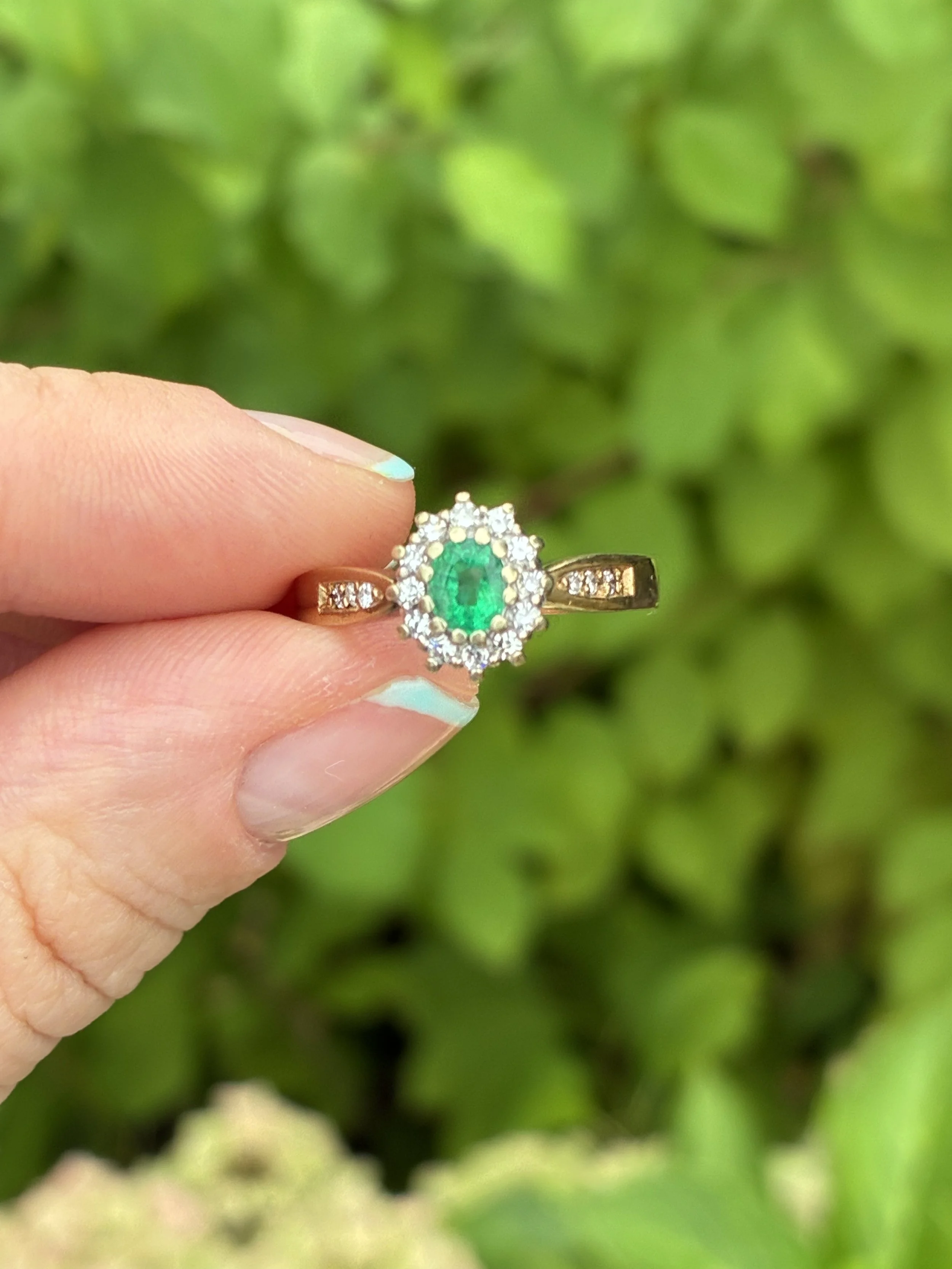 Emerald and Diamond cluster ring (Pre-loved)