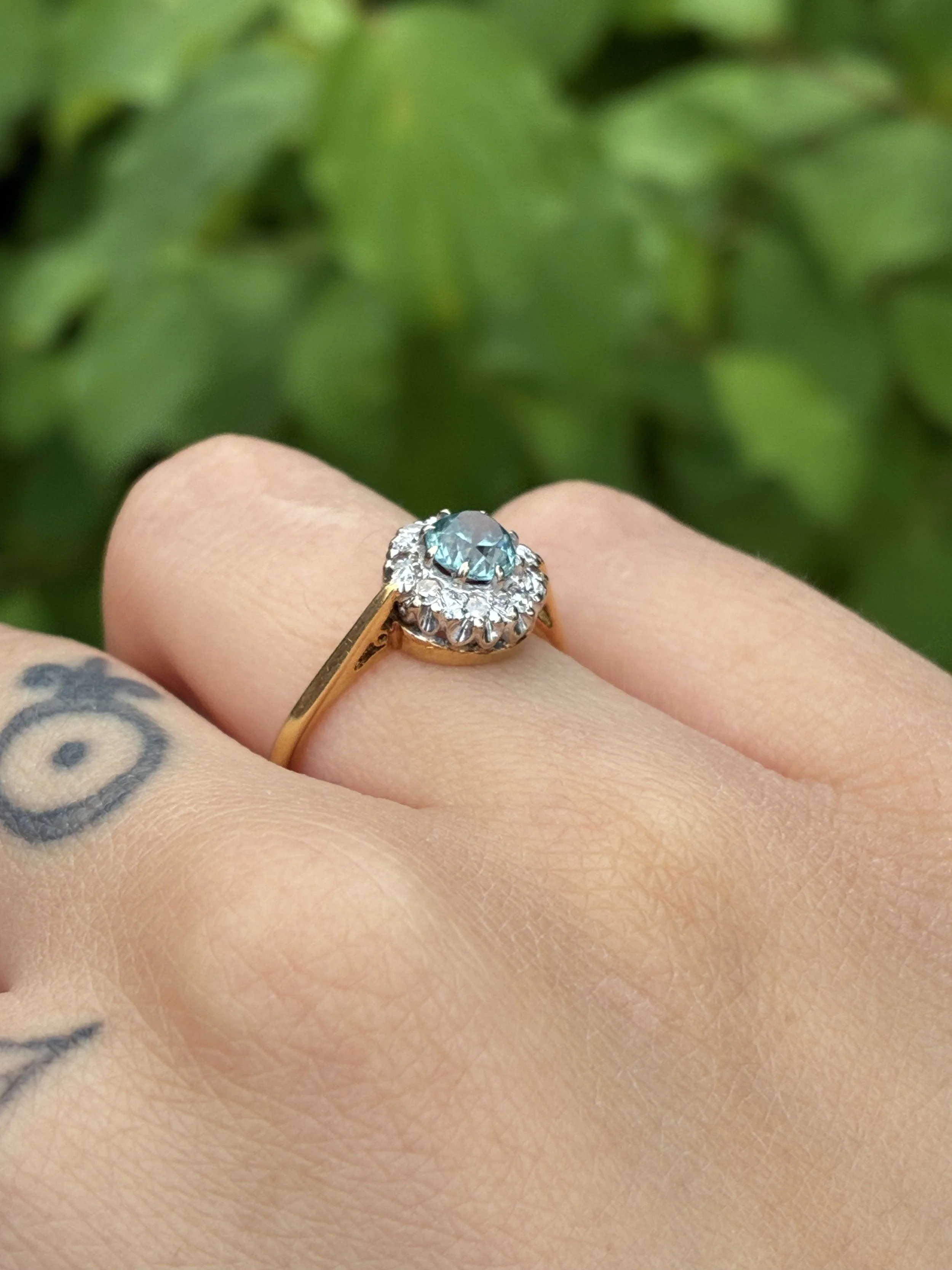 Blue Zircon Cluster side profile