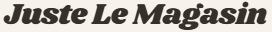 Logo du magasin 'Juste Le Magasin' en texte stylisé