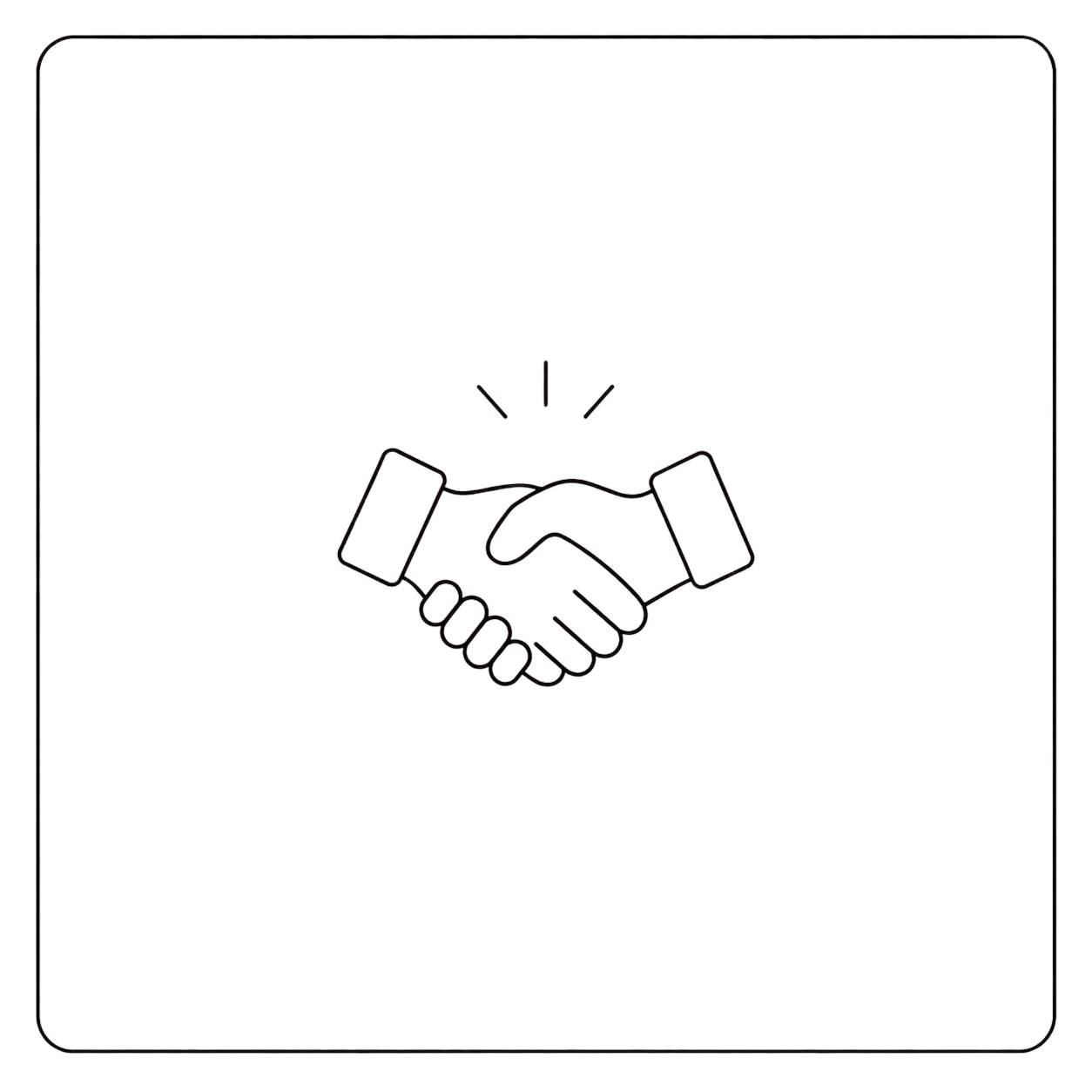 Illustration d'une poignée de main, symbole de contrat ou d'accord, avec des éclats lumineux au-dessus.