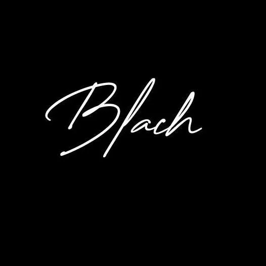 L'image montre le mot 'Black' écrit en écriture cursive blanche sur un fond noir.