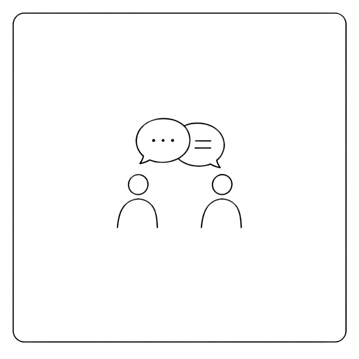 Deux silhouettes de personnes discutant dans un chat, avec des bulles de dialogue indiquant une conversation.