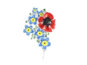 Poppy with Forget-Me-Nots Brooch