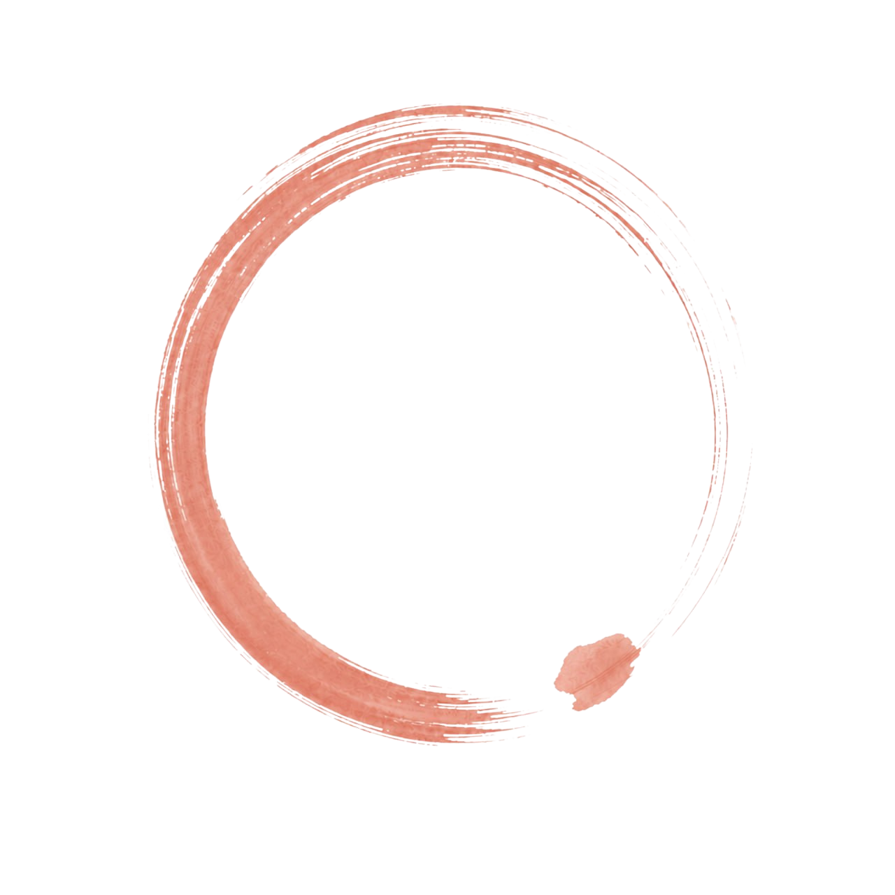 Ein stilisierter Pinselstrich in Form eines Kreises mit einer schwachen rosa Farbe, auf transparentem Hintergrund.