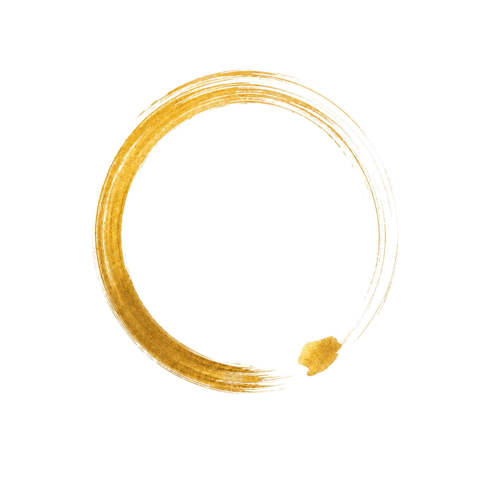 Goldene, gebogene Pinselstriche auf schwarzem Hintergrund.