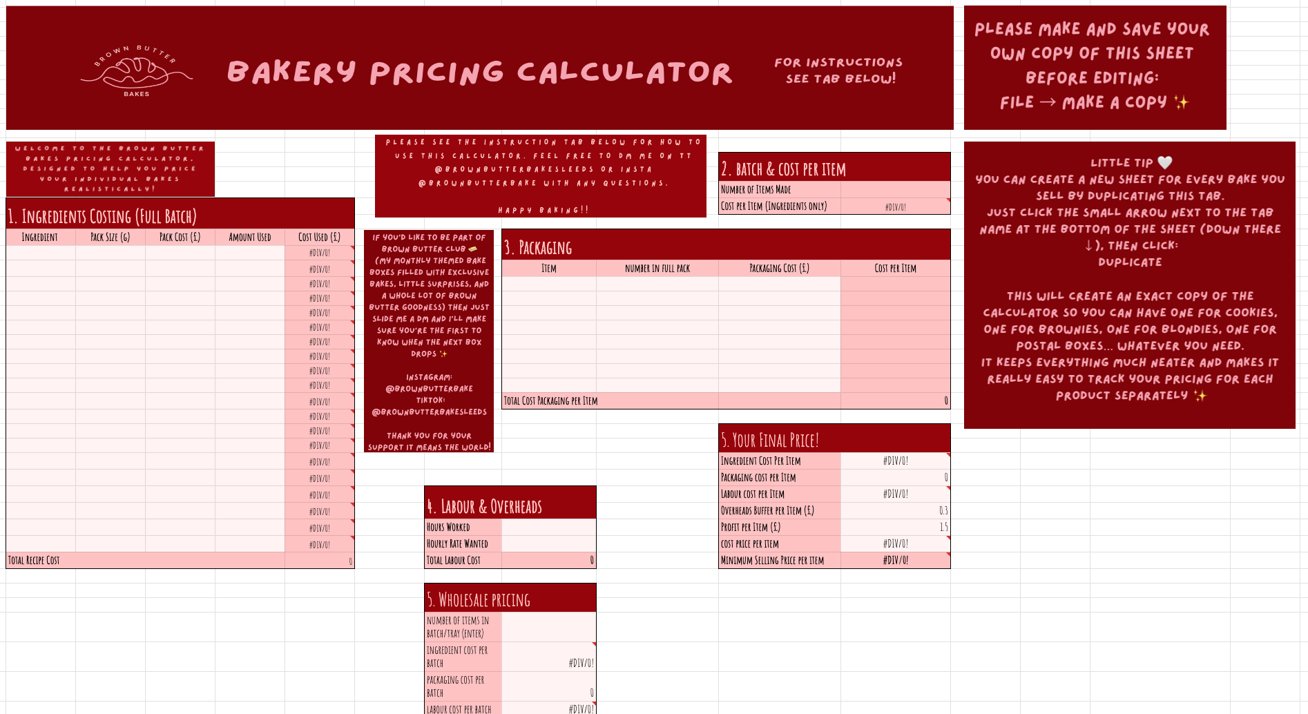 Bakery Pricing Calculator