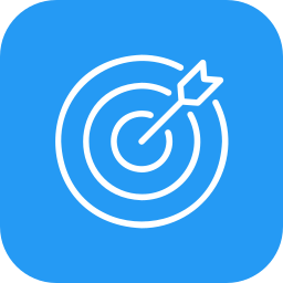 Icon of a bullseye target with an arrow hitting the center