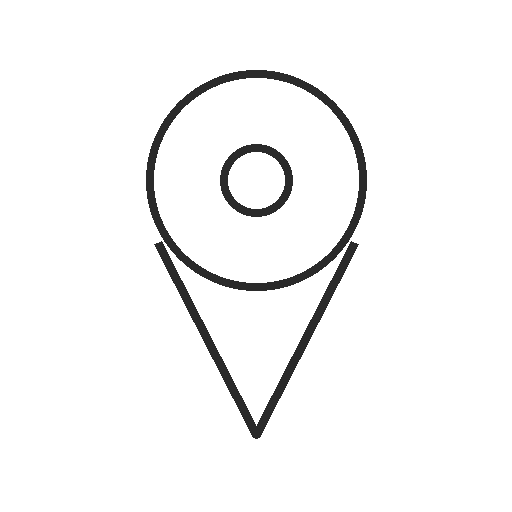 Icône de localisation ou de carte avec un cercle et une flèche pointant vers le bas.