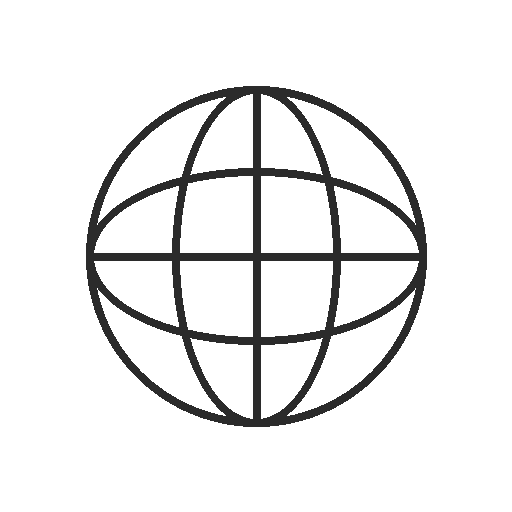 Icône d'une Terre stylisée en ligne noire sur fond transparent.