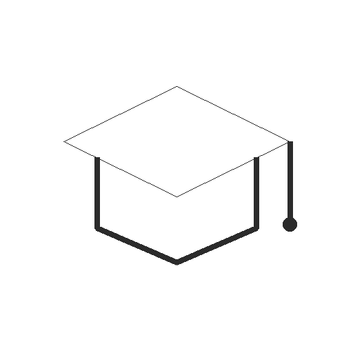 Un logo représentant un chapeau de diplômé ou d'académie avec une plume