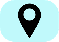 Map location icon on a light blue background