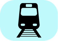 Icon of a train approaching a railway crossing