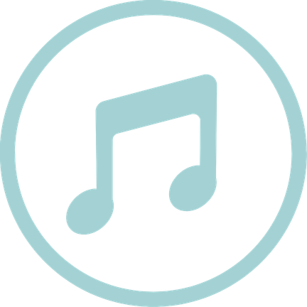 Music note icon inside a circle, representing music or audio.