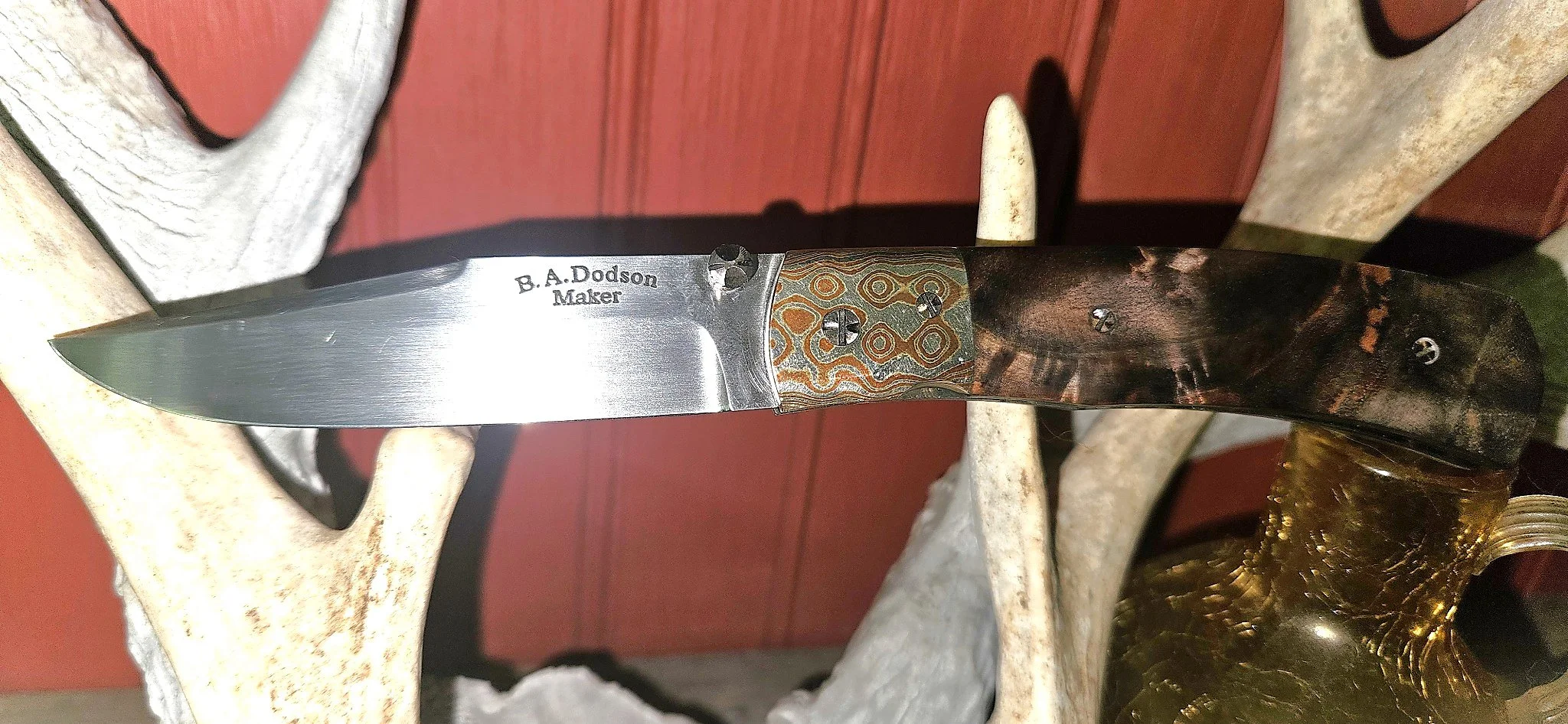 Cottonwood & Mokume Stippled Titanium Liner Lock Folder