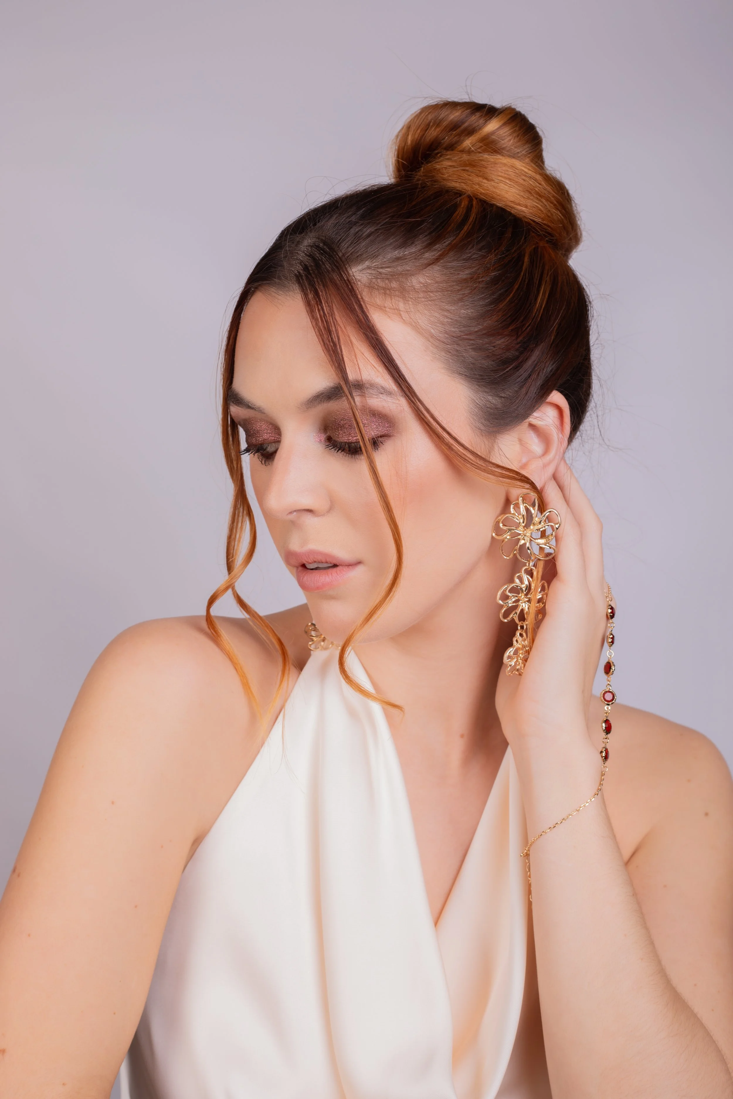 Pippa of London beauty Campaign. Beauty makeup by Kinga featuring eye pencil look, clean skin and soft finish. Perfect for beauty campaigns and modern commercial work.