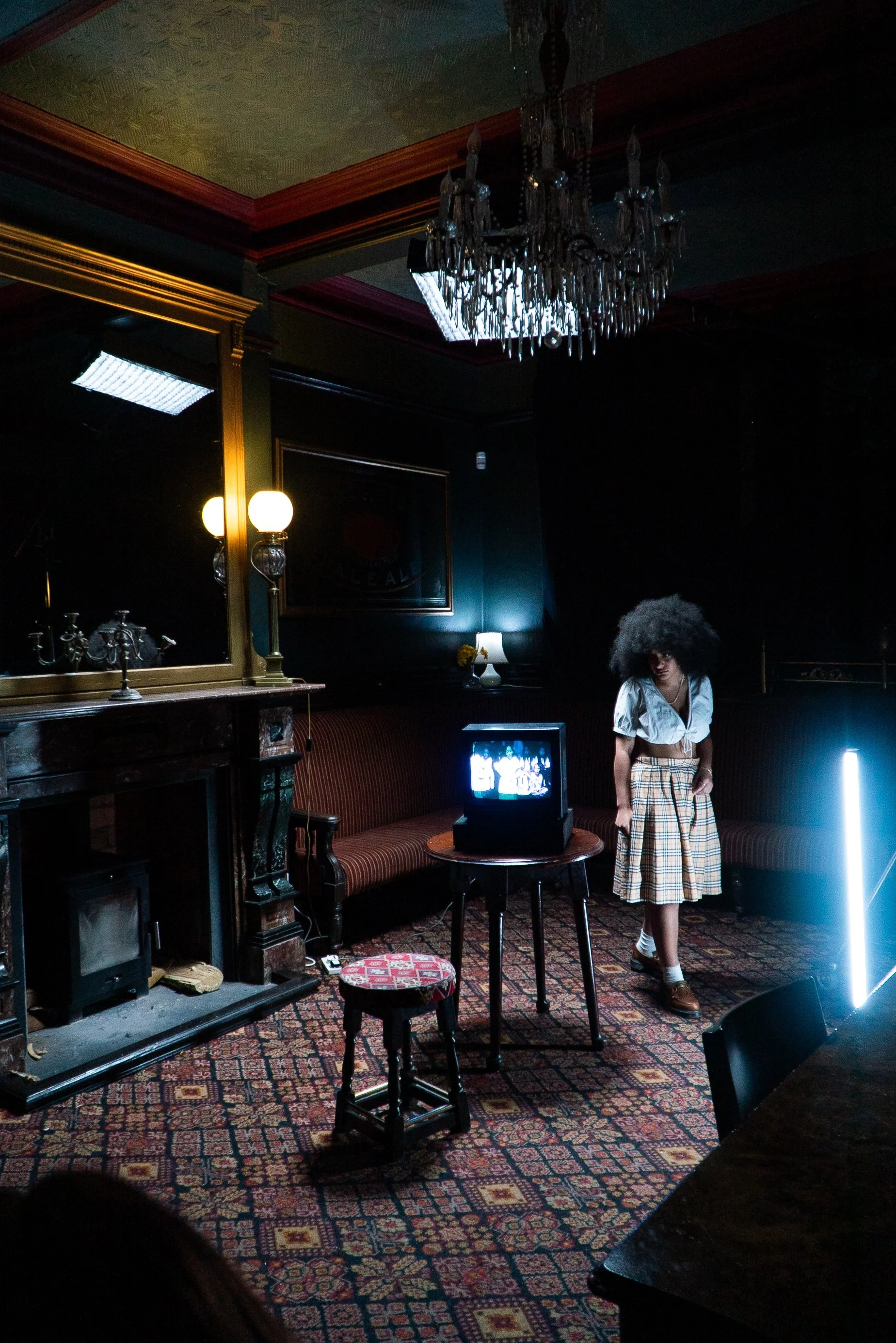The English Teacher "Albert Road" Music Video. BTS. Clean, refined makeup by Kinga for music production, highlighting natural skin and bold styling.