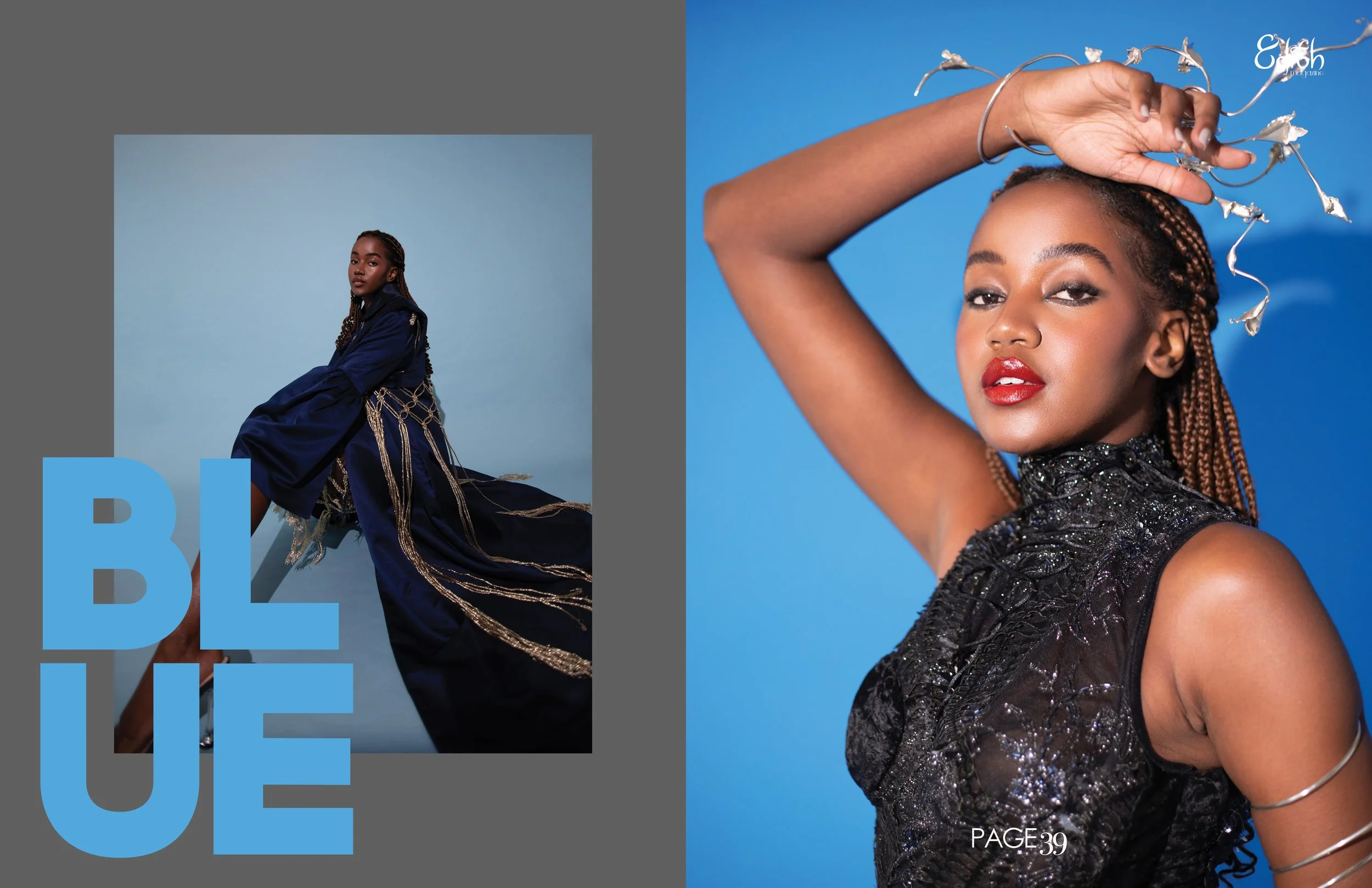BLUE editorial for Edith Magazine. Clean, refined makeup with smokey eye look. Editorial beauty by Kinga, specialising in timeless, inclusive looks