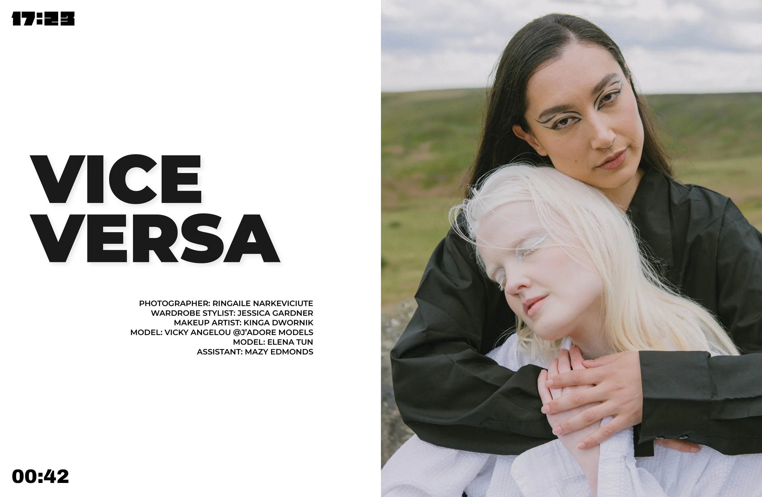 Vice Versa editorial for 17.23 Magazine. Black and White expressed through graphic liner looks by Kinga