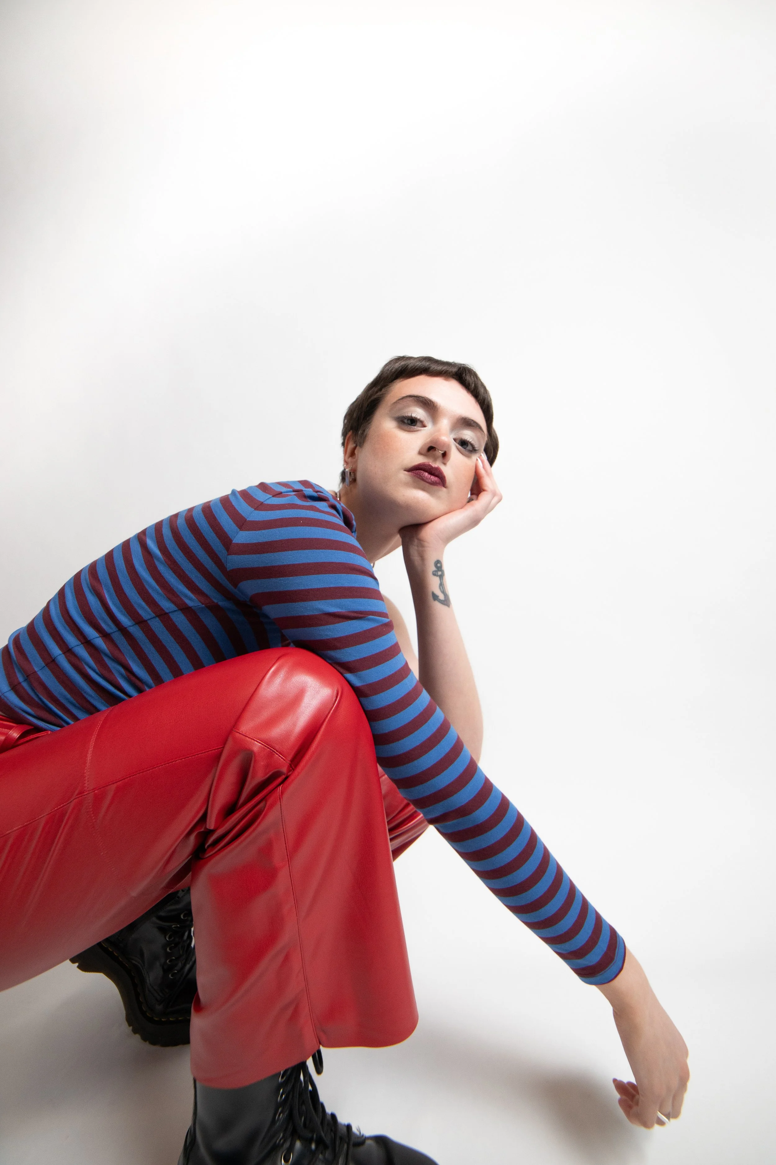 90s inspired editorial. Contemporary take on 90s style with bold lips.