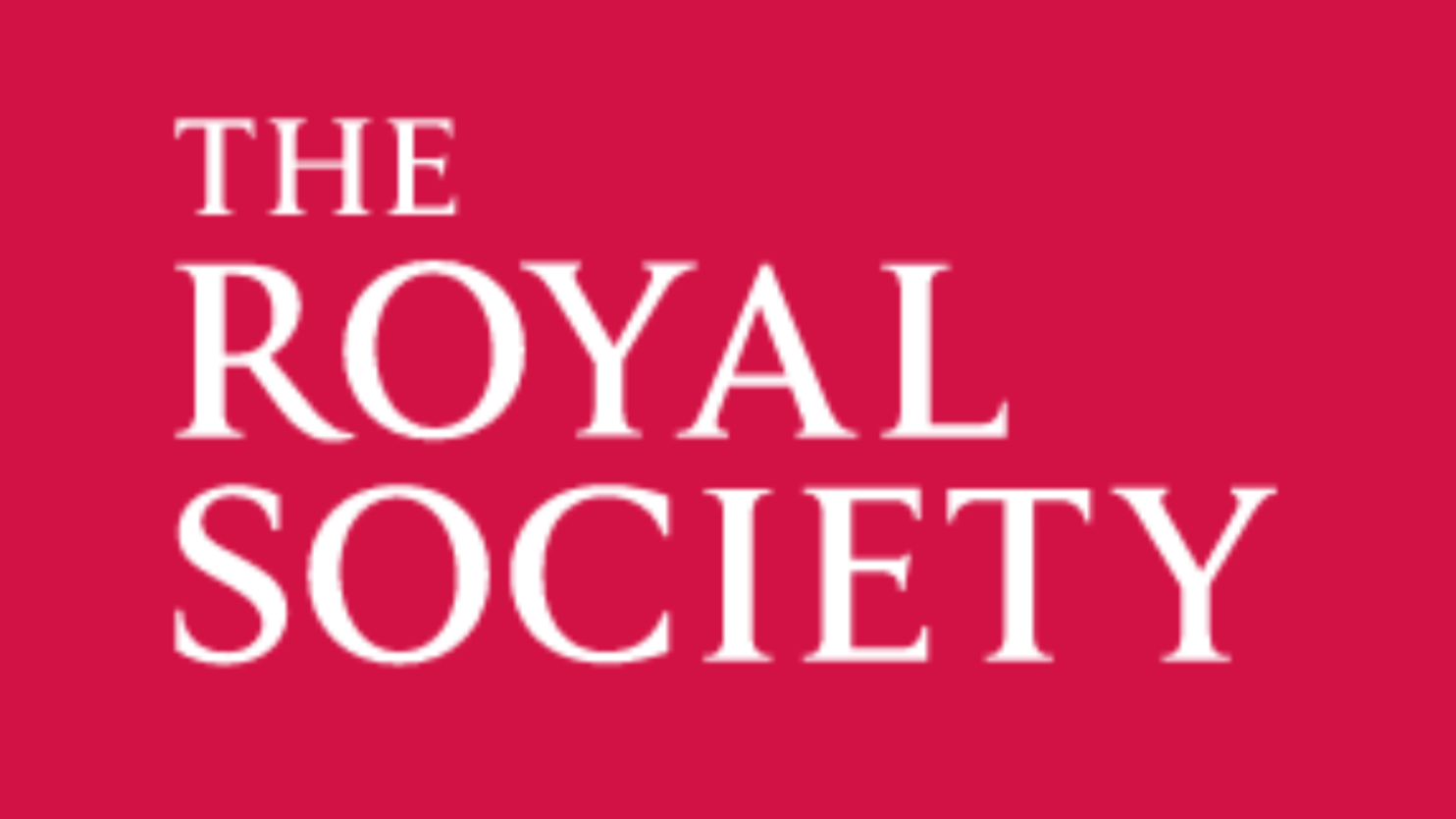 The logo of The Royal Society featuring white text on a red background.