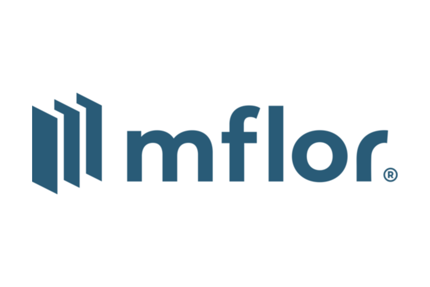 Logo di Mflor con simbolo stilizzato e testo blu